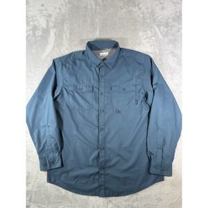 Columbia Shirt Men's Large Blue Long Sleeve Vented Button Up Fishing Outdoor